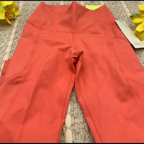 Girls' Mesh Pieced Side Pocket Leggings - All in Motion Coral S 6/6x - Picture 4 of 5
